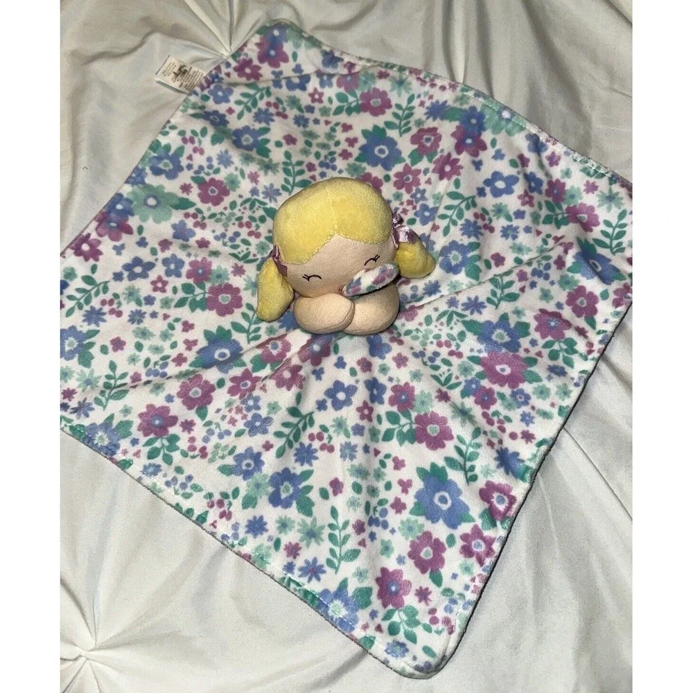 Carters Lovey Security Blanket Doll Floral Blonde Girl